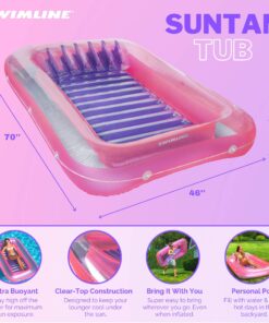 Alternative view of SWIMLINE ORIGINAL Suntan Tub Inflatable Tanning Pool Float For Adults Kids Lounger Series | Reflective Base Removable Pillow |Large Water Filled Floating Tan Raft Bed Mat Pad For Pool Ocean Lake Sun L Classic (Pink / Purple)