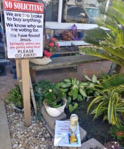 Alternative view of Rivers Edge Products Retro Metal Tin Sign, 17" x 12" Weatherproof Metal Wall Art for Indoor or Outdoor Decor, Vintage Man Cave, Bar, Cabin, Garage, or Home Decor, No Soliciting - Humorous