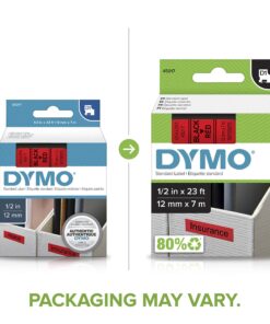 Alternative view of DYMO Standard D1 45017 Labeling Tape ( Black Print on Red Tape , 1/2'' W x 23' L , 1 Cartridge) 1/2" Black on Red