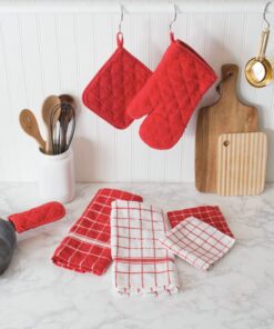 DII Basic Terry Collection Windowpane Dishcloth Set, 12x12, Red, 6 Piece 22 81A8QYE9IPL