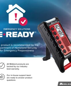 Midland - ER310, Emergency Crank Weather AM/FM Radio - Multiple Power Sources, SOS Emergency Flashlight, Ultrasonic Dog Whistle, & NOAA Weather Scan + Alert (Red/Black) 26 81A8h9OPSGS