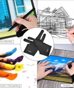 OTraki 4 Pack Artist Gloves for Drawing Tablet Free Size with Two Fingers for Graphics Pad Painting Good for Right or Left Hand - 2.95 x 7.87 inch M Black 30 81A9nYgxfHL