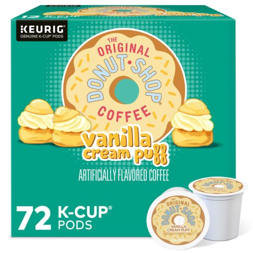 The Original Donut Shop Vanilla Cream Puff Keurig Single-Serve K-Cup Pods, Medium Roast Coffee, 72 Count (6 Packs of 12) 12 Count (Pack of 6)