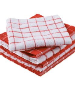 DII Basic Terry Collection Windowpane Dishcloth Set, 12x12, Red, 6 Piece 16 81ABj1EIUvL
