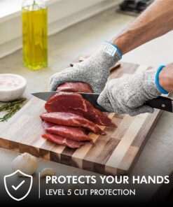 Stark Safe Cut Resistant Gloves, Level 5 Protection, Kitchen Cut Gloves for Meat, Shucking, Fillet, Mandolin Slicing, Carving, 1 Pair, Small 19 81ABxiGRYXL 1