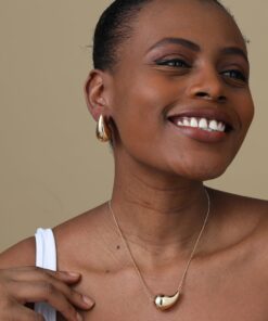 VULETO Drop Necklace Dupes Teardrop Dainty 14k Gold Plated Water Drop Hypoallergenic Pendant Necklace for Women Girls gold-gold 11 81ACHN24ceL