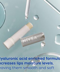 NIVEA Dewy Lip Care with Hyaluronic Acid, Lip Balm Leaves Visibly Less Noticeable Lip Lines and No Waxy Feel, 0.18 Oz, Pack of 4 28 81ACoOCQlGL