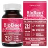 BioBeet® Max Strength Beet Root Capsules - 21:1 Concentrate, Each Serving Derived from 28,350 mg Organic Beetroot - Absorption Enhancement with BioPerine® Black Pepper Extract (60 Capsules) 12 81AD 0 xlQL