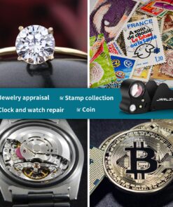 JARLINK 30X 60X Illuminated Jewelers Loupe Magnifier, Foldable Jewelry Magnifier with Bright LED Light for Gems, Jewelry, Coins, Stamps, etc Black 25 81ADwDS8Z6L