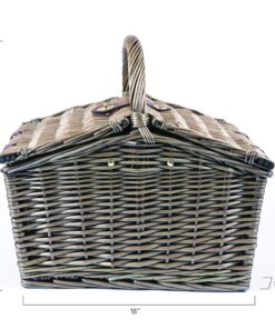 PICNIC TIME Piccadilly Picnic Basket, Romantic Picnic Basket for 2 with Picnic Set - Includes Utensil Set, Glasses, Plates, and Wine Opener, (Anthology Collection - Gray with Gold Accents) 16 81AE HN9XOL