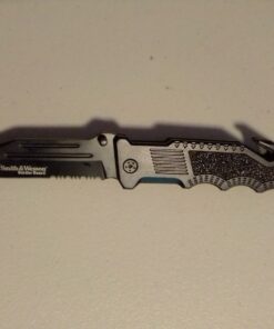 Smith & Wesson Border Guard 10in High Carbon S.S. Folding Knife with 4.4in Tanto Blade and Aluminum Handle for Tactical, Survival and EDC Partially Serrated Edge 50 81AEI11OEPL