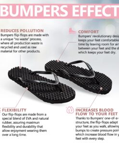 Bumpers Massage Flip Flops for Women - Indoor & Outdoor Women's Flip-Flops, Beach Sandals for Women, Acupressure Slippers 5-6 Black & Light Blue 10 81AEKyH1wSL