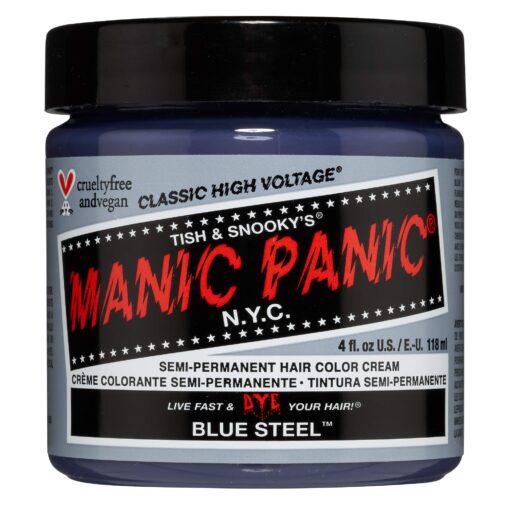 MANIC PANIC Blue Steel Hair Dye – Classic High Voltage - Semi-Permanent Hair Color - Cool, Silver Hair Dye With Blue Undertones - Vegan, PPD & Ammonia-Free - For Coloring Hair on Women & Men