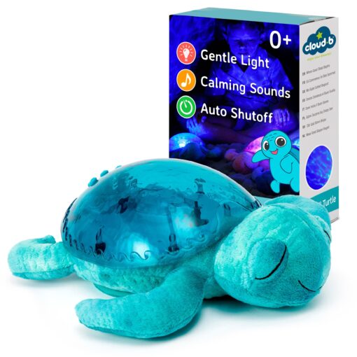 Cloud b Ocean Projector Nightlight with White Noise Soothing Sounds | Adjustable Settings and Auto-Shutoff | Tranquil Turtle™ - Aqua Tranquil Turtle - Aqua