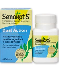 Senokot-S Dual Action 60 Tablets, Natural Vegetable Laxative Ingredient Plus Stool Softener Tablets, Gentle Dependable Overnight Relief Of Occasional Constipation White 60 Count (Pack of 1) 12 81AFuvNUQoL