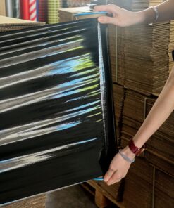 BOMEI PACK Black Stretch Wrap Industrial Strength with Plastic Handle 12" x 1000 Feet 80 Gauge 3-Pack, Black Shrink Wrap, Self-Adhering Black Plastic Wrap for Shipping, Moving 20 81AGXU9kqqL