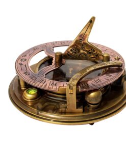 MAH Brass Magnetic Sundial Compass for Birthday, Grandfather, Baptism, Father's Day, Partner, Best Man, Anniversary, Farewell, Graduation, Christmas, Home Décor Vintage Style Sundial with Gift Box. Brass Round Sundial (Leather Case) 10 81AGYBS0IIL