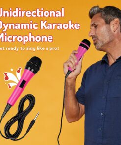 Singing Machine Wired Microphone for Karaoke, (Pink) - Unidirectional Dynamic Vocal Microphone - Plug-In Microphone for Karaoke Machine, AMP, & Speaker - Mic for Singing, Public Speaking, & Parties 1 Pink 14 81AGr3D7FOL