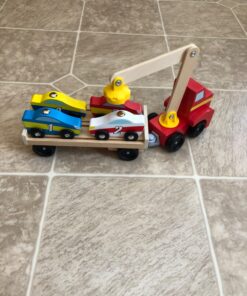 Melissa & Doug Magnetic Car Loader Wooden Toy Set With 4 Cars and 1 Semi-Trailer Truck - Crane Wooden Toy, Vehicle Toys For Kids Ages 3+ 40 81AGz36O8nL