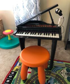 Qaba 37-Key Kids Toy Keyboard Piano Musical Electronic Instrument Grand Piano with with Microphone, Stool, MP3, U-Disk, Lights for 3-6 Years, Black 16 81AHy9uOmJL