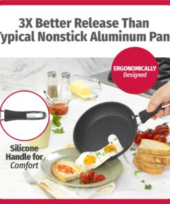 GoodCook 12-Piece Micro-Divot Nonstick Aluminum Cookware Set with Pans, Dutch Oven, Spoon and Turner, Black (6184) 12 piece set 27 81AIUKZ 4kL