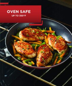 T-fal Initiatives Nonstick Cookware Set 18 Piece Oven Safe 350F Pots and Pans, Dishwasher Safe Red 18-Piece 30 81AIWYUDhKL