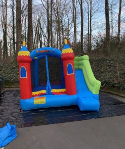 Bounceland Royal Palace Inflatable Bounce House, with Long Slide, Large Bouncing Area, Basketball Hoop and Sun Roof, 13 ft x 12 ft x 9 ft H, UL Strong Certified Blower, Castle Kids Party Theme With Blower 67 81AKc5VwRYL