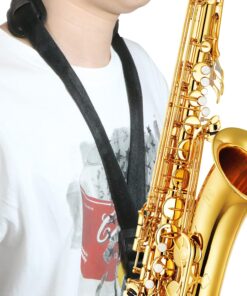 KUWAN Saxophone Neck Strap Soft Sax Leather strap Padded for Alto Sax Tenor Clarinet Baritone Soprano Horn Music Instrument (black) Black 11 81AL y8o1L