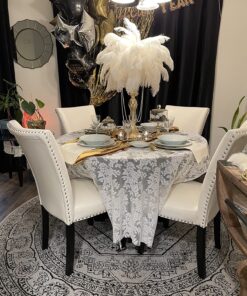 SAFAVIEH Adirondack Collection Area Rug - 8' Round, Silver & Black, Oriental Medallion Design, Non-Shedding & Easy Care, Ideal for High Traffic Areas in Living Room, Bedroom (ADR108A) Silver/Black 14 81ALkmS 4yL