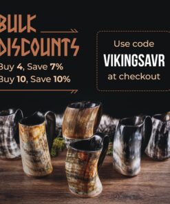Norse Tradesman LG Viking Drinking Horn Mug - 100% Authentic Flame Treated Beer Horn Tankard With Engravings | The Jarl, approx. 16 oz 29 81AMONaw7GL