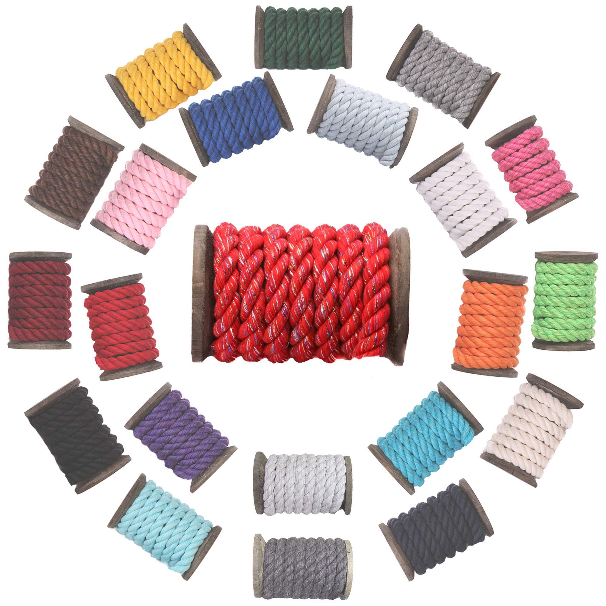 Ravenox Natural Twisted Cotton Rope | Made in The USA | Strong Triple-Strand Cordage for Sports, Décor, Pet Toys, Crafts, Macramé & Indoor Outdoor Use| by The Foot & Diameter (Multiple Color) Red Glitter 1/4 Inch x 600 Feet 3 Ravenox Natural Twisted Cotton Rope | Made in The USA | Strong Triple-Strand Cordage for Sports, Décor, Pet Toys, Crafts, Macramé & Indoor Outdoor Use| by The Foot & Diameter (Multiple Color) Red Glitter 1/4 Inch x 600 Feet - Image 3