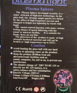 Pelddy Touch Sound Sensitive Glass Plasma Ball Lamp Crystal Green Color Globe Design (8inches) 12 81AOV2Kq8QL