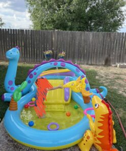Intex Dinoland Inflatable Dinosaur Swimming Pool Kiddie Play Center with Water Slide, Dino Arch Water Sprayer, and Games for Ages 2 and Up, Multicolor 1 46 81APUIUj57L