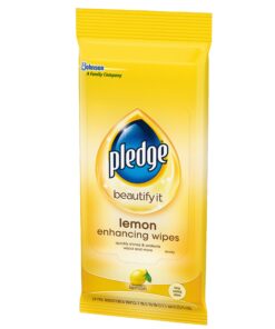 Pledge Multi-Surface Furniture Polish Wipes, Works on Wood, Granite, and Leather, Cleans and Protects, Lemon, Pack Of 2 - (24 Total Wipes) 7 81AQpkgPdtL