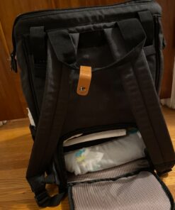 Hap Tim Diaper Bag Backpack,Large Capacity Travel Back Pack Maternity Baby Nappy Changing Bags, Double Compartments with Stroller Straps,Waterproof,Black (US7340-DG) Dark Grey 64 81ASTr2nFL