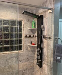 ELLO&ALLO LED Shower Panel Tower System, Hydroelectricity Display Rain Massage with Jets, Brushed Black Brushed Black A 24 81ASU9YYWL 1