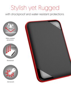 Silicon Power 2TB Rugged Armor A62S Shockproof/ IPX4 Water-Resistant/Dustproof/Anti-Scratch USB 3.0 2.5" External Hard Drive PS5 Xbox Series X Compatible Black-Red 13 81ASW3 VYSL