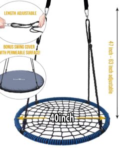 Alternative view of Royal Oak Giant 40" Spider Web Tree Swing, 600 lb Weight Capacity, Durable Steel Frame, Waterproof, Adjustable Ropes, Bonus Flag Set and 2 Carabiners, Non-Stop Fun for Kids (Blue) Blue