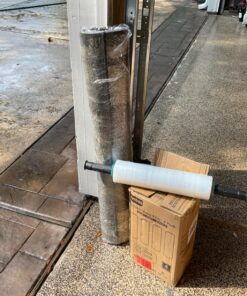 Stretch Film, PANDRI 4 Rolls Stretch Wrap with Handles Industrial Strength, Clear Shrink Wrap, Plastic Wrap for Moving Pallet Wrap, 15" x 1200 Ft Per Roll, 60 Ga, 2 Handles 21 81AUA70s2L