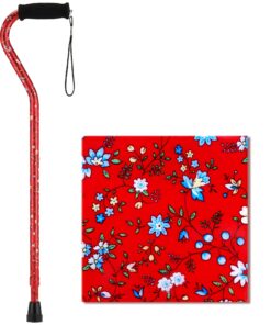 NOVA Designer Walking Cane with Offset Handle, Lightweight Adjustable Walking Stick with Carrying Strap Red Bliss Design 7 81AXc4xrRrL