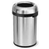simplehuman 115 Liter / 30 Gallon Bullet Open Top Trash Can Commercial Grade Heavy Gauge, Brushed Stainless Steel 115 Liter Round 51 81AY5flq4HL