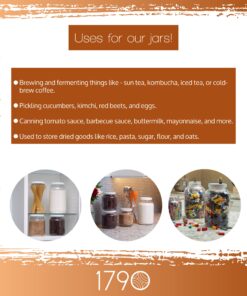 1790 Large Glass Jars with Lid - Wide Mouth 1 Gallon Glass Jar with Lid - Glass Gallon Jar for Kombucha & Sun Tea - Gallon Mason Jars are Large Glass Jars with Lids 1 Gallon for Food Storage - 2 Pack 23 81AZWG6UJoL