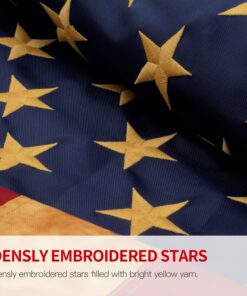 ANLEY Vintage Style Tea Stained American US Flag 3x5 Foot Nylon - Embroidered Stars and Sewn Stripes - 4 Rows of Lock Stitching - Antiqued USA Banner Flags with Brass Grommets 3 X 5 Ft 23 81AaHx8qh L