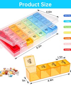 VMVN Pill Box 7 Day, Large Pill Cases Organizers,Weekly Pill Container AM/PM Medicine Organizer,Removable 4 Times a Day Pill Holder Medium 16 81Aah82aSmL 1