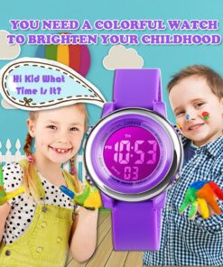 cofuo Kids Digital Sport Waterproof Watch for Girls Boys, Kid Sports Outdoor LED Electrical Watches with Luminous Alarm Stopwatch Child Wristwatch Purple 22 81AaxTkZL6S