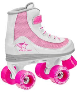 Roller Derby Firestar Youth Skates for Girls, Boys, Beginners, Kids White/Pink Size 3 13 81AcSoDueLL 1