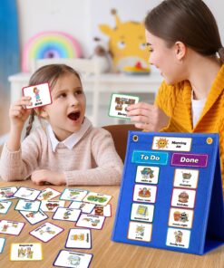 Torlam Visual Schedule for Kids Chore Chart, Morning Bedtime Routine Chart for Toddlers, Responsibility Daily Schedule Board Communication Cards Autism Learning Materials for Home School, 86 Cards 38 81AdGf6AS8L