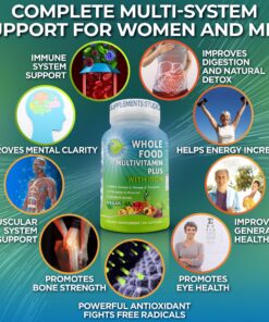 Vegan Whole Food Multivitamin with Iron, Daily Multivitamin for Women and Men, Made with Fruits & Vegetables, B-Complex, Probiotics, Enzymes, CoQ10, Omegas, Turmeric, Non-GMO, 90 Count 90 Count (Pack of 1) 21 81Ae OmhLOL