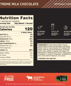 Optimum Nutrition Gold Standard 100% Whey Protein Powder, Extreme Milk Chocolate, 5 Pound (Packaging May Vary) 5 Pound (Pack of 1) 24 81Ae1lQJkVL