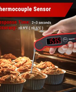 Alternative view of ThermoPro TP19 Waterproof Digital Meat Thermometer for Grilling with Ambidextrous Backlit & Thermocouple Instant Read Kitchen Cooking Food Thermometer for Candy Water Oil BBQ Grill Smoker Classic-red
